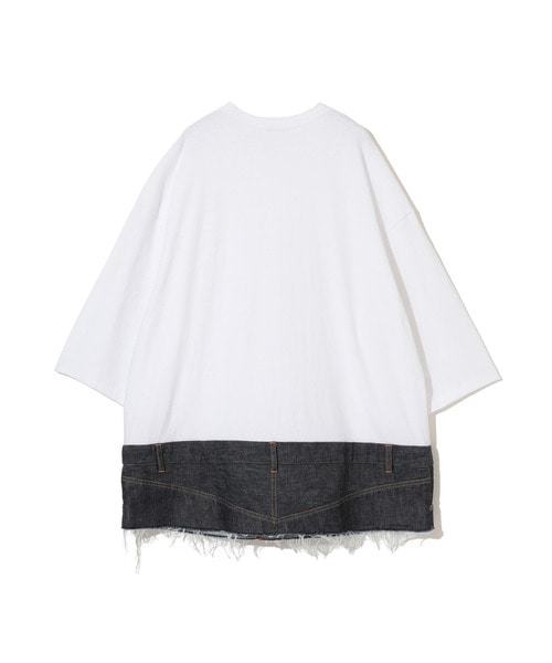 裾DENIMﾊﾟｰﾂ切替BIGTEE INDIGO
